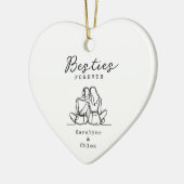 Best Friend Line Art Personalized Names Keepsake Keramik Ornament (Links)