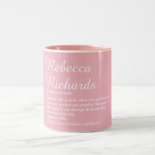 Best Friend Name Definition Chic Skript Girly Pink Zweifarbige Tasse