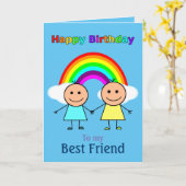 Best Friend Rainbow Personalisiert Geburtstag Karte (Gelbe Blume)