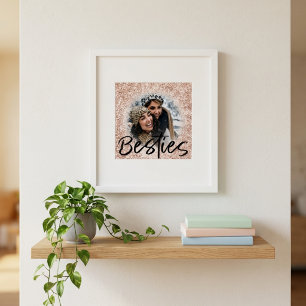 Best Friend Rose Gold Glitzer Foto Poster