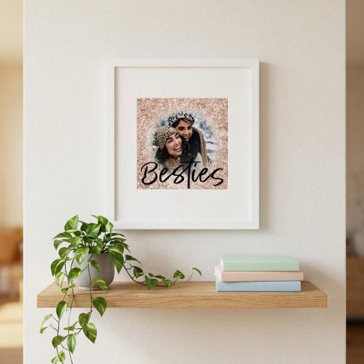 Best Friend Rose Gold Glitzer Foto Poster