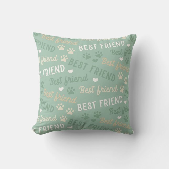 Best Friend Typografy Pattern Kissen (Vorderseite)