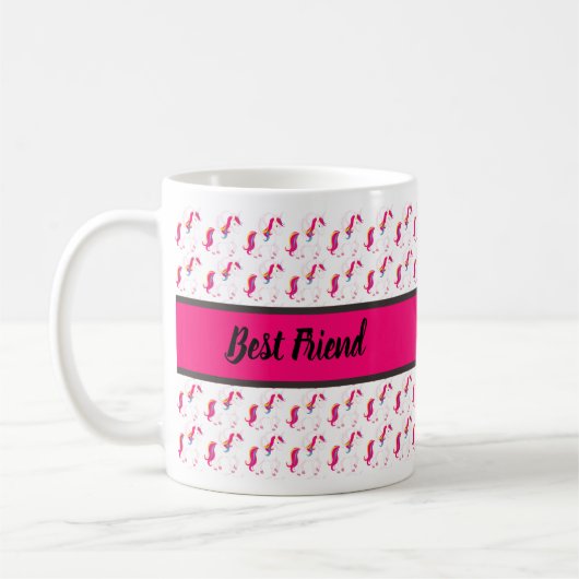 Best Friend Unicorn Muster mit Name Kaffeetasse (Links)