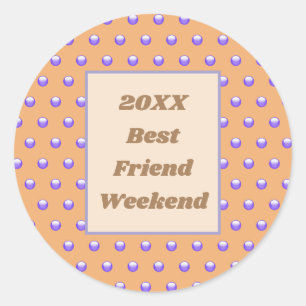 Best Friend Weekend Blue Peach Polka Dot BESTE FRE Runder Aufkleber