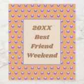 Best Friend Weekend Blue Peach Polka Dot BESTE FRE Weinetikett (Einzelnes Label)