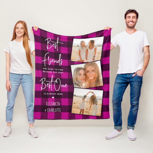 Best Friends 3 Foto Freundschaft Trendy Pink Karie Fleecedecke (Beispiel)