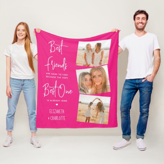 Best Friends 3 Foto Trendy Hot Pink Freundschaft Fleecedecke (Beispiel)