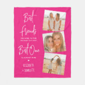 Best Friends 3 Foto Trendy Hot Pink Freundschaft Fleecedecke (Vorderseite)