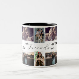 Best Friends 4-Ever – 8 Photo Collage Mug + Year Zweifarbige Tasse