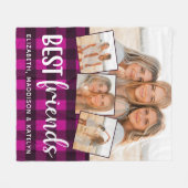 Best Friends 4 Foto Collage Buffalo Kariert Pink F Fleecedecke (Vorderseite (Horizontal))