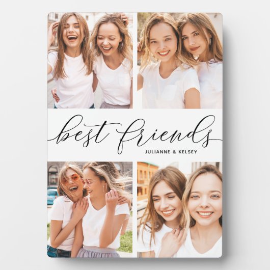 Best Friends 4 Foto Collage & Custom Text Plaque Fotoplatte (Vorderseite)