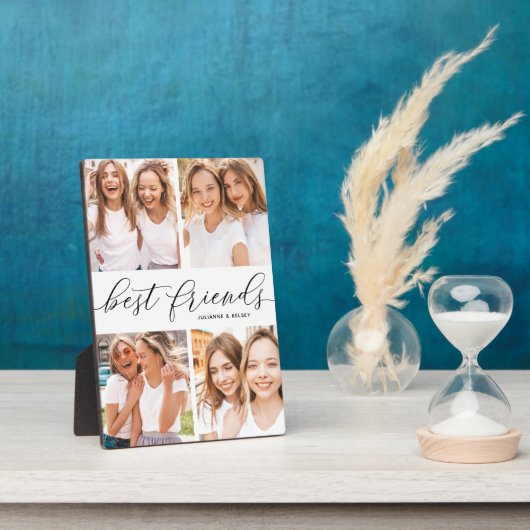 Best Friends 4 Foto Collage & Custom Text Plaque Fotoplatte (Seite)