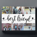 Best Friends 6 Foto Collage Plaque Fotoplatte<br><div class="desc">Gedenken Sie eine Freundschaft mit dieser wunderschönen Collage-Plakette aus Foto mit 6 Lieblings-Fotos,  mit "besten Freunden" in der Mitte in schwarz handgeschriebenen Schriftzeichen.</div>