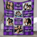 Best Friends 6 Photo Collage Unique Purple Plaid Fleecedecke<br><div class="desc">Celebrate your best friends with a custom photo collage blanket in a purple buffalo plaid design. This unique best friend blanket keepsake is the perfect gift whether its a birthday, or Christmas. We hope your special best friends blanket will become a treasured keepsake for years to come. . Quote "...</div>