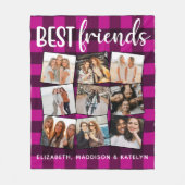 Best Friends 9 Foto Collage Buffalo Kariert Pink Fleecedecke (Vorderseite)