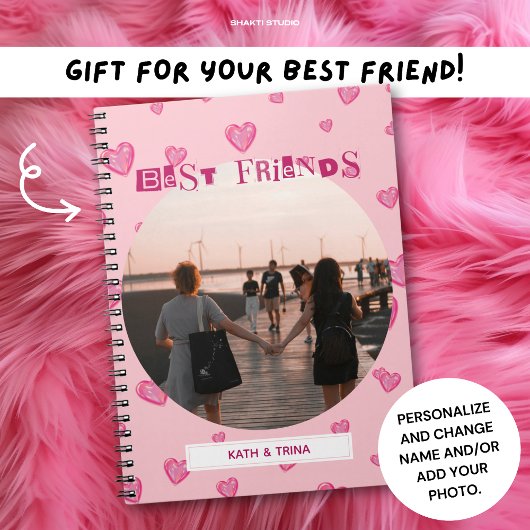 Best Friends BESTE FREUNDIN Niedliches Rosa Herz F Notizblock
