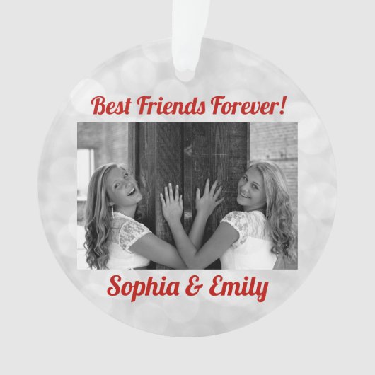Best Friends Besties BESTE FREUNDIN Fotobezeichnun Ornament (Vorderseite)