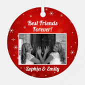 Best Friends Besties BESTE FREUNDIN Fotobezeichnun Ornament Aus Metall (Rückseite)