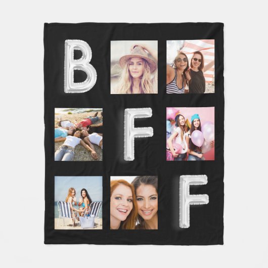 Best Friends Black Silver Foto Collage Fleecedecke (Vorderseite)