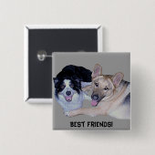 Best Friends Border Collie & German Shepherd Button (Vorne & Hinten)