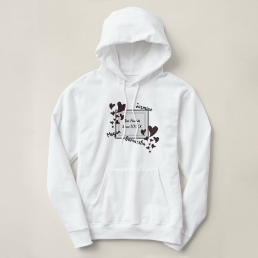 Best Friends Bright Red Heart Long Friendship Hoodie (Design vorne)