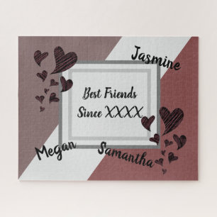 Best Friends Bright Red Heart Long Friendship Puzzle