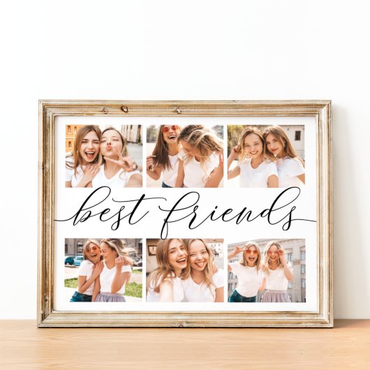 Best Friends Calligraphy Foto Collage Poster