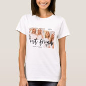 Best Friends | Casual Script and Two Photo Grid T-Shirt (Vorderseite)