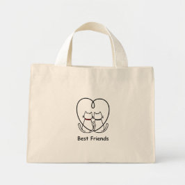 Best Friends Cats Heart Tail Mini Stoffbeutel