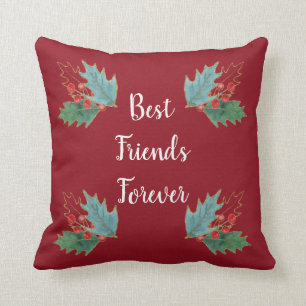 Best Friends Christmas Holly Pillow 16x16 Kissen