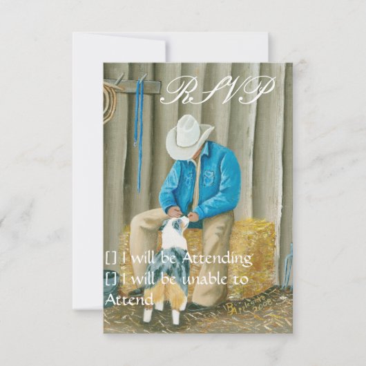 Best Friends ~ Cowboy & Australian Shepherd RSVP Karte (Vorderseite)