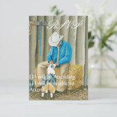 Best Friends ~ Cowboy & Australian Shepherd RSVP Karte (Stehend Vorderseite)