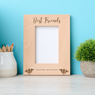 Best Friends Cursive Script Blume Namen Portrait Geätzte Rahmen