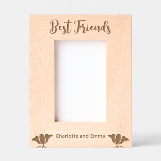 Best Friends Cursive Script Blume Namen Portrait Geätzte Rahmen (Vorderseite)