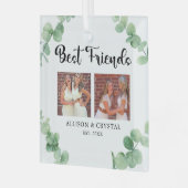 Best Friends Custom 2 Foto Collage Eukalyptus Ornament Aus Glas (Vorderseite links)