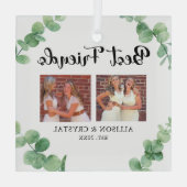 Best Friends Custom 2 Foto Collage Eukalyptus Ornament Aus Glas (Rückseite)
