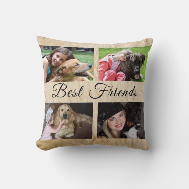 Best Friends Custom 4 Dog Foto Collage Kissen (Vorderseite)