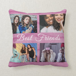 Best Friends Custom 4 Foto Collage rosa Imitat Pel Kissen