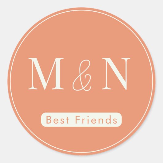 Best Friends Custom Monogram Sticker (Vorderseite)