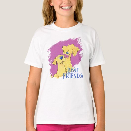 Best Friends Dog Cute Girls' White Graphic T-Shirt (Vorderseite)