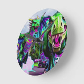 Best Friends - Dragon and Dinosaur Walking Runde Wanduhr (Winkel)