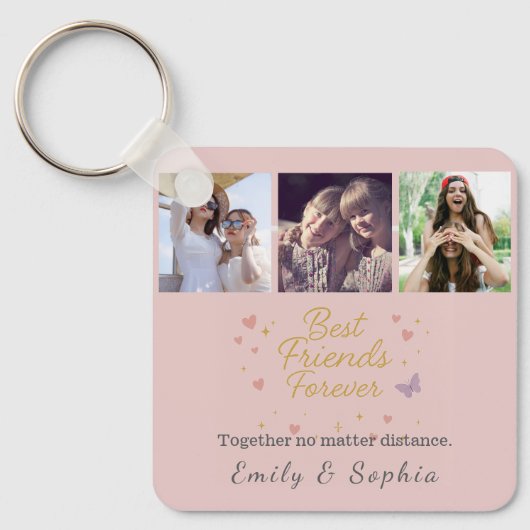 Best Friends Forever – 3 Photo Keychain Gift Schlüsselanhänger (Vorderseite)