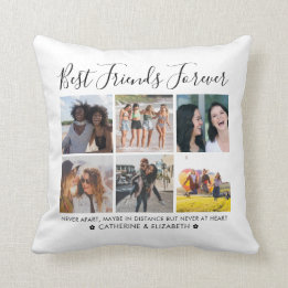 Best Friends Forever 6 Foto Collage Quote Script Kissen