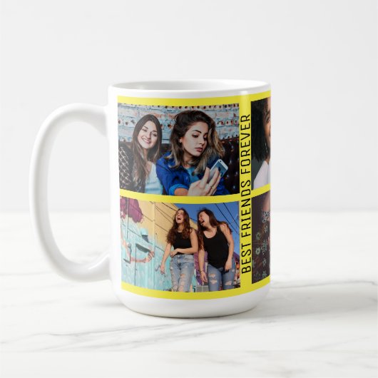 Best Friends Forever 6 Foto Custom Collage Gelb Kaffeetasse (Links)