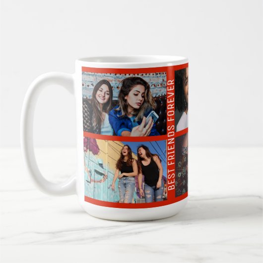 Best Friends Forever 6 Foto Custom Collage Red Kaffeetasse (Links)