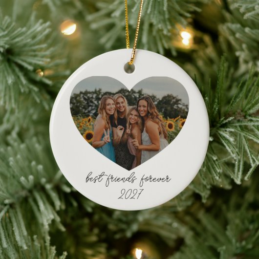 Best Friends Forever BESTE FREUNDIN Custom Heart F Keramik Ornament (Baum)
