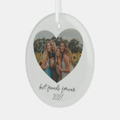 Best Friends Forever BESTE FREUNDIN Custom Heart F Ornament Aus Glas (Vorderseite links)