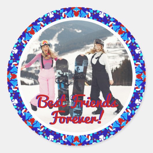 Best Friends Forever Christmas Foto Envelope Runder Aufkleber (Vorderseite)
