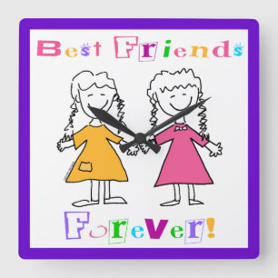 Best Friends Forever Clock Quadratische Wanduhr