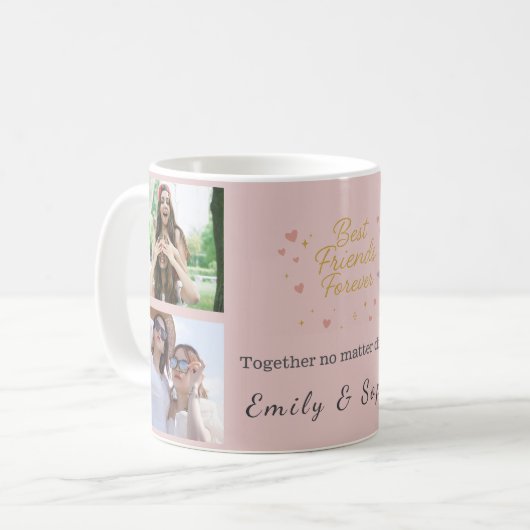 Best Friends Forever – Custom 4-Photo Collage Mug Kaffeetasse (Vorderseite Links)